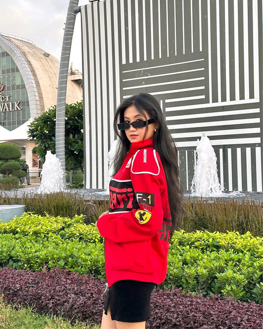 Red F1 Vintage Racing Jacket – Men’s Classic Motorsport Jacket, Retro Streetwear