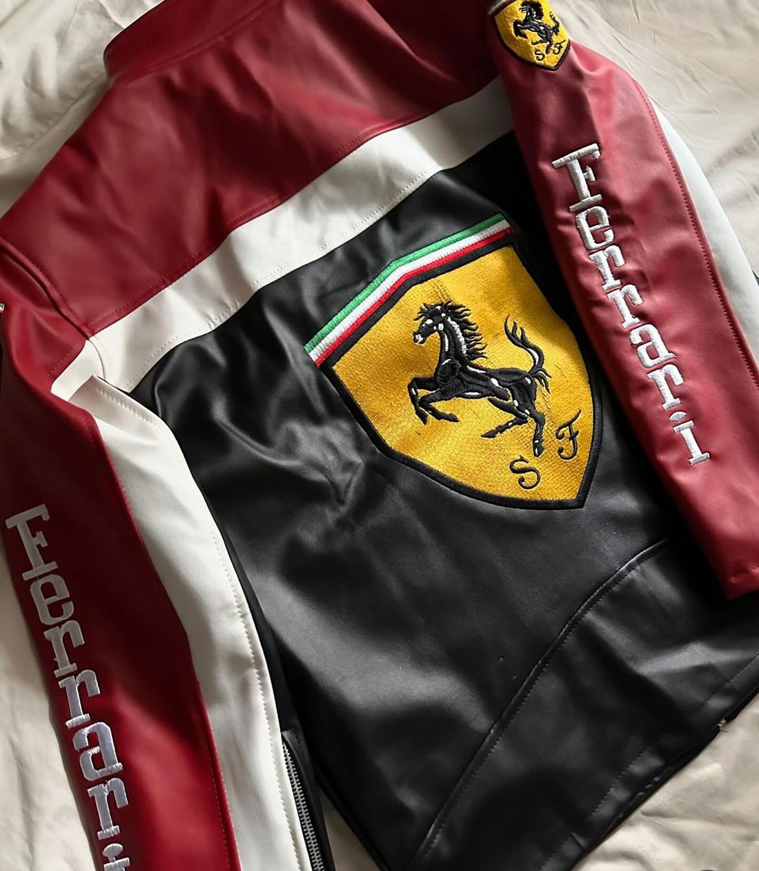 Ferrari Leather Racing Jacket – Premium Motorsport Heritage Style