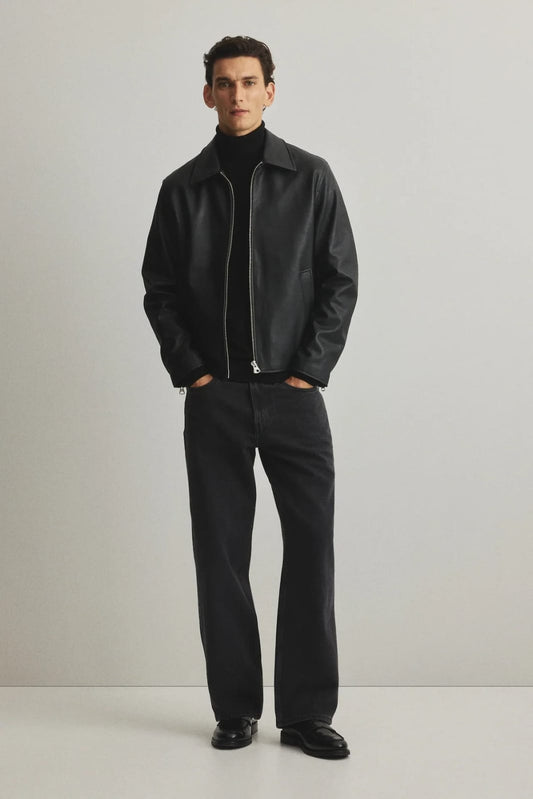 Vintage Black Faux Leather Bomber Jacket for Men & Women | Unisex Streetwear Jacket