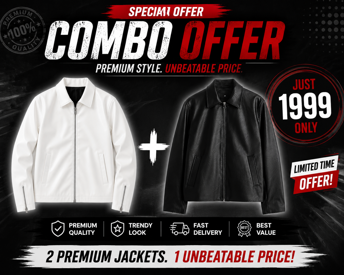 WearVariety White & Black Leather Racing Jacket Combo | Premium Faux Leather Motorsport Jackets