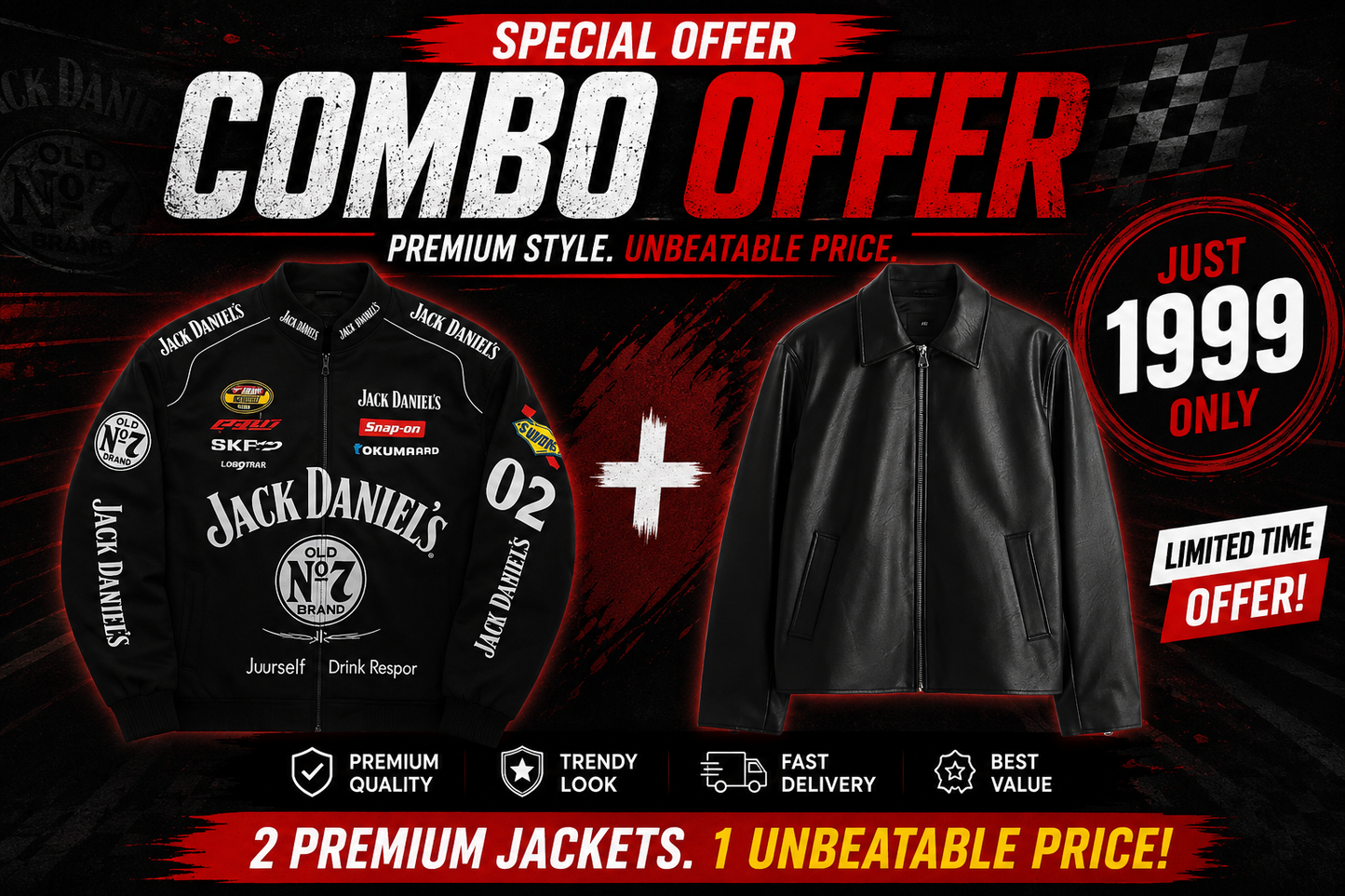 JD & Black Leather Vintage Racing Motorsport Jacket Combo | Wear Variety