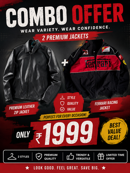 Black Ferrari Racing Leather Jacket for Men & Women – Premium Motorsport Style by Wear Variety