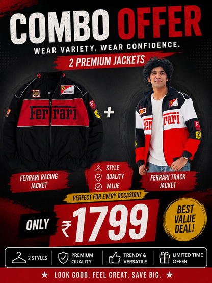 Black Ferrari Jacket & Trio Ferrari Racing Jacket for Men & Women – Premium Motorsport Style by Wear Variety