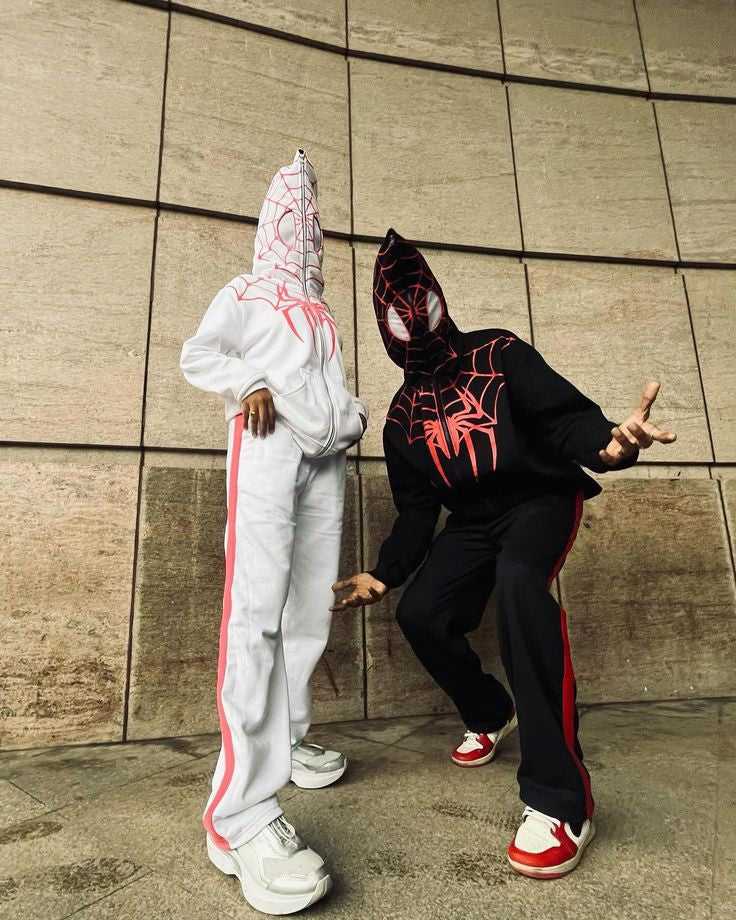 Couple Spider Hoodie – Matching Black Spider Print Hoodies for Him & Her, Stylish Streetwear