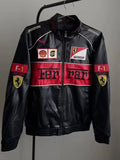 Black Leather Embroidered Bomber Jacket – Premium Streetwear Jacket, Stylish Outerwear