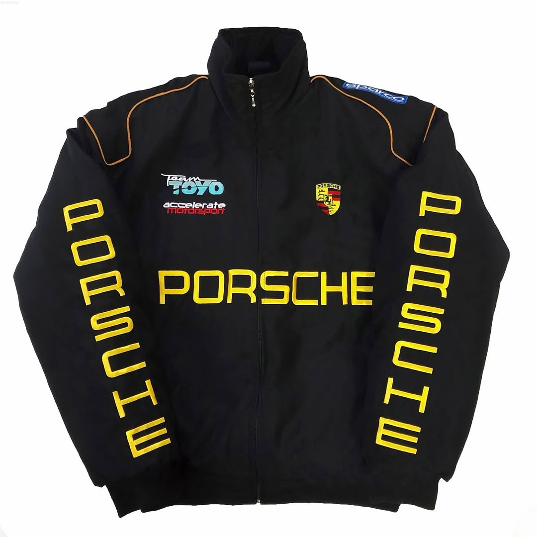 F1 Porsche Racing Embroidered Jacket – Men’s Motorsport Jacket, Premium Streetwear Jacket