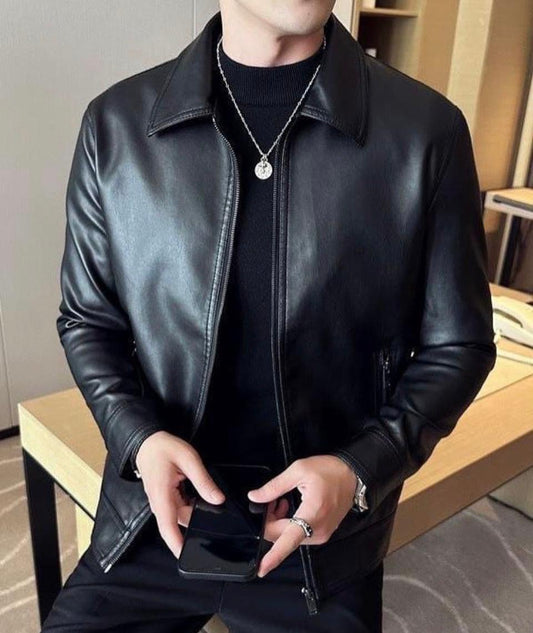 Black Faux Leather Jacket – Men’s Premium Streetwear Jacket, Classic Stylish Outerwear