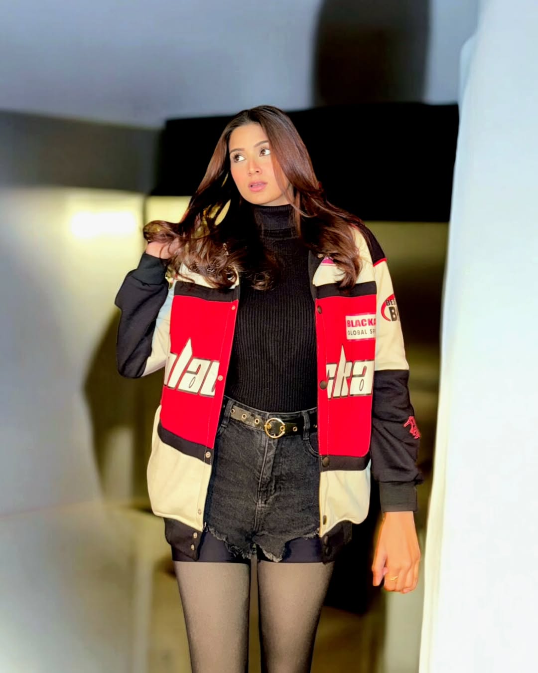 Black Air Vintage Jacket Red Edition – Retro Motorsport Jacket, Streetwear Outerwear