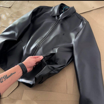 Black Faux Leather Jacket – Men’s Premium Streetwear Jacket, Classic Stylish Outerwear