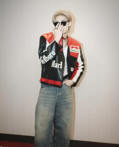 Marlboro F1 Vintage Leather Racing Jacket | Premium Retro Formula 1 Jacket