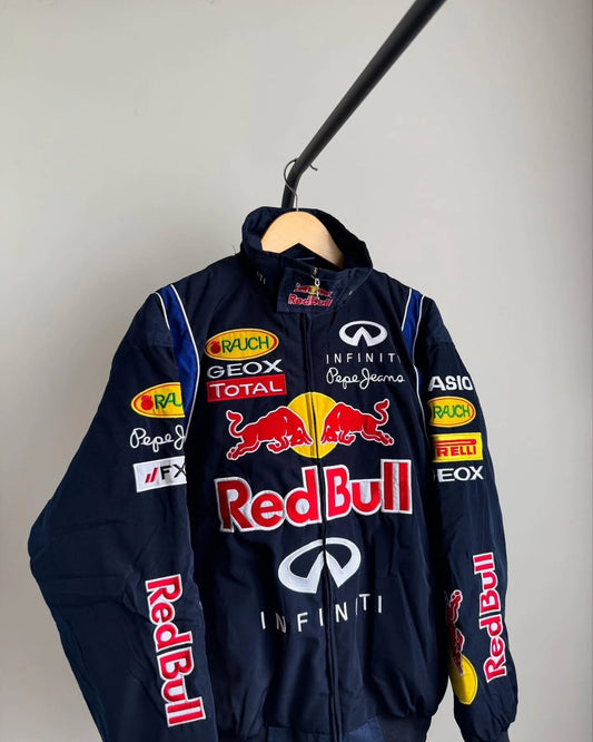Red Bull Embroidered Vintage Jacket – Motorsport Racing Jacket, Retro Streetwear