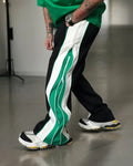 Double Zip Green Baggy Pants – Men’s Streetwear Joggers, Casual Loose-Fit Trousers