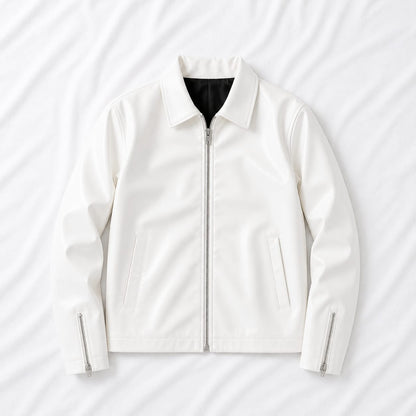 Premium White Faux Leather Jacket for Men & Women | Vintage Biker Motorcycle Jacket