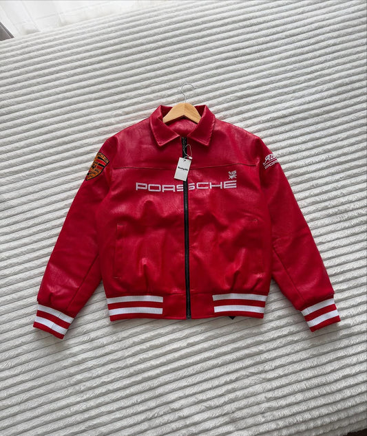 Porsche Vintage Leather Jacket – Classic Retro Motorsport Style