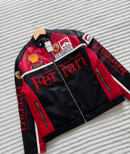 Vintage Ferrari Leather Jacket – Classic Motorsport Style