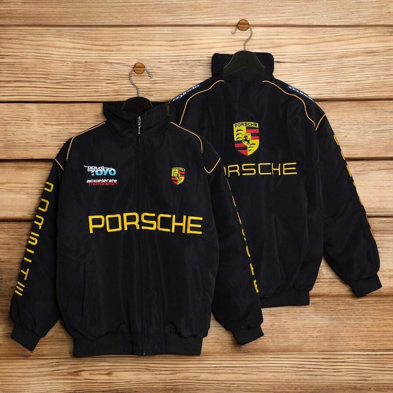 F1 Porsche Racing Embroidered Jacket – Men’s Motorsport Jacket, Premium Streetwear Jacket