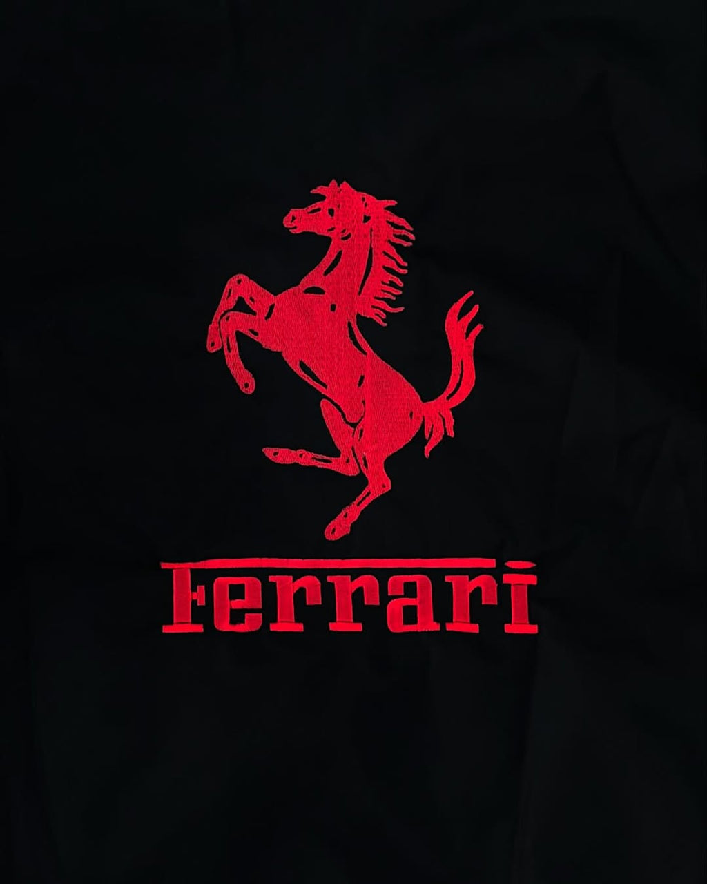 Black Ferrari Vintage Racing Embroidered Jacket – Premium F 1 Motorsport Outerwear