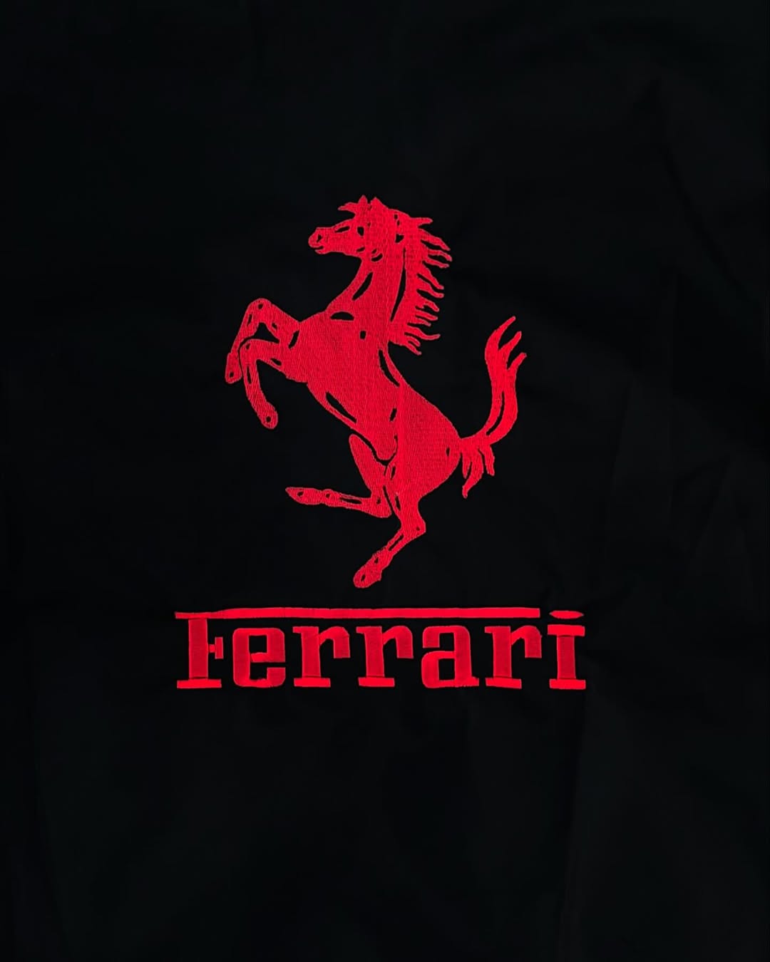 Black Ferrari Vintage Racing Embroidered Jacket – Premium F 1 Motorsport Outerwear