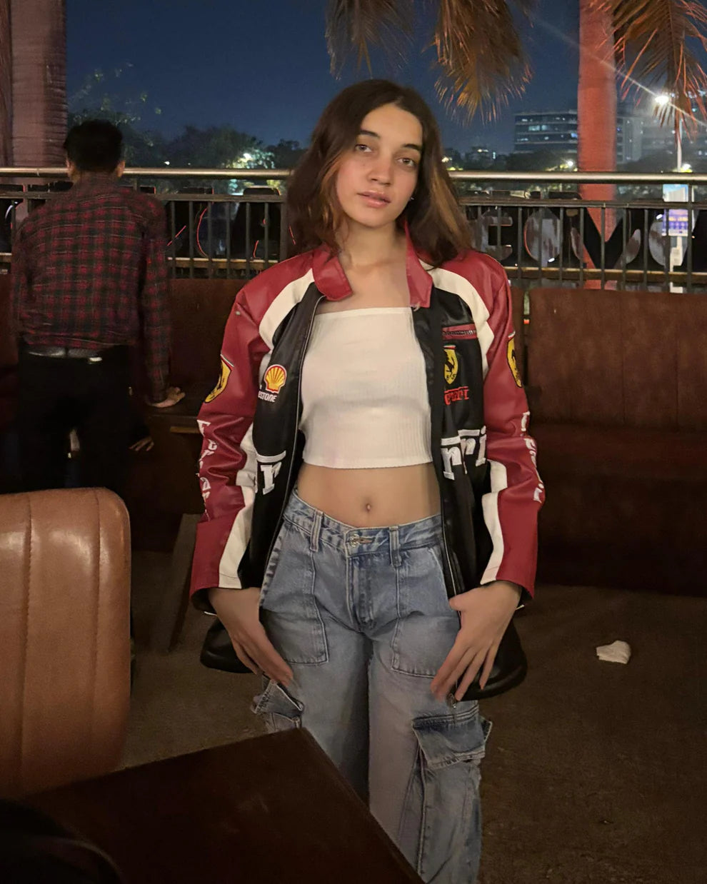 Ferrari F1 Vintage Leather Racing Jacket – Motorsport Inspired Retro Biker Jacket