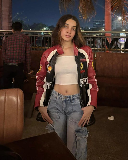 Ferrari F1 Vintage Leather Racing Jacket – Motorsport Inspired Retro Biker Jacket