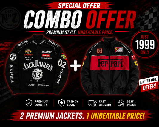 JD & Black F1 Racing Vintage Jacket Combo | Premium Motorsport Racing Jacket Combo for Men &amp; Women