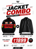 Black F1 & Black Leather Racing Jacket Combo | WearVariety