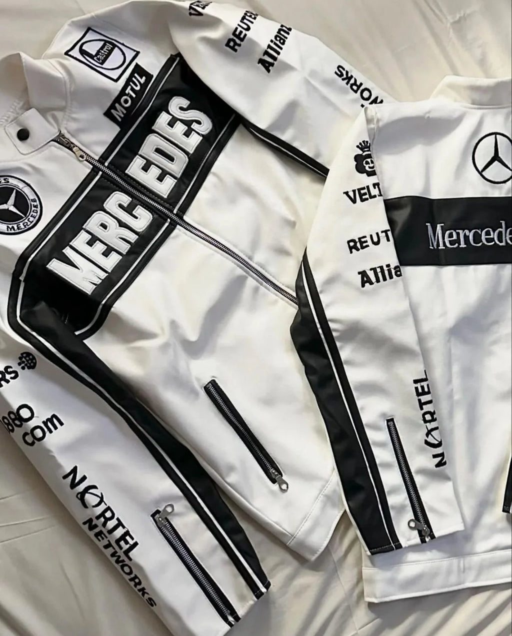 F1 Mercedes Leather Jacket – Men’s Motorsport Racing Jacket, Premium Faux Leather
