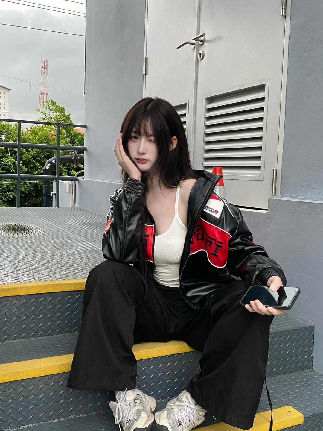 Black Leather Embroidered Bomber Jacket – Premium Streetwear Jacket, Stylish Outerwear