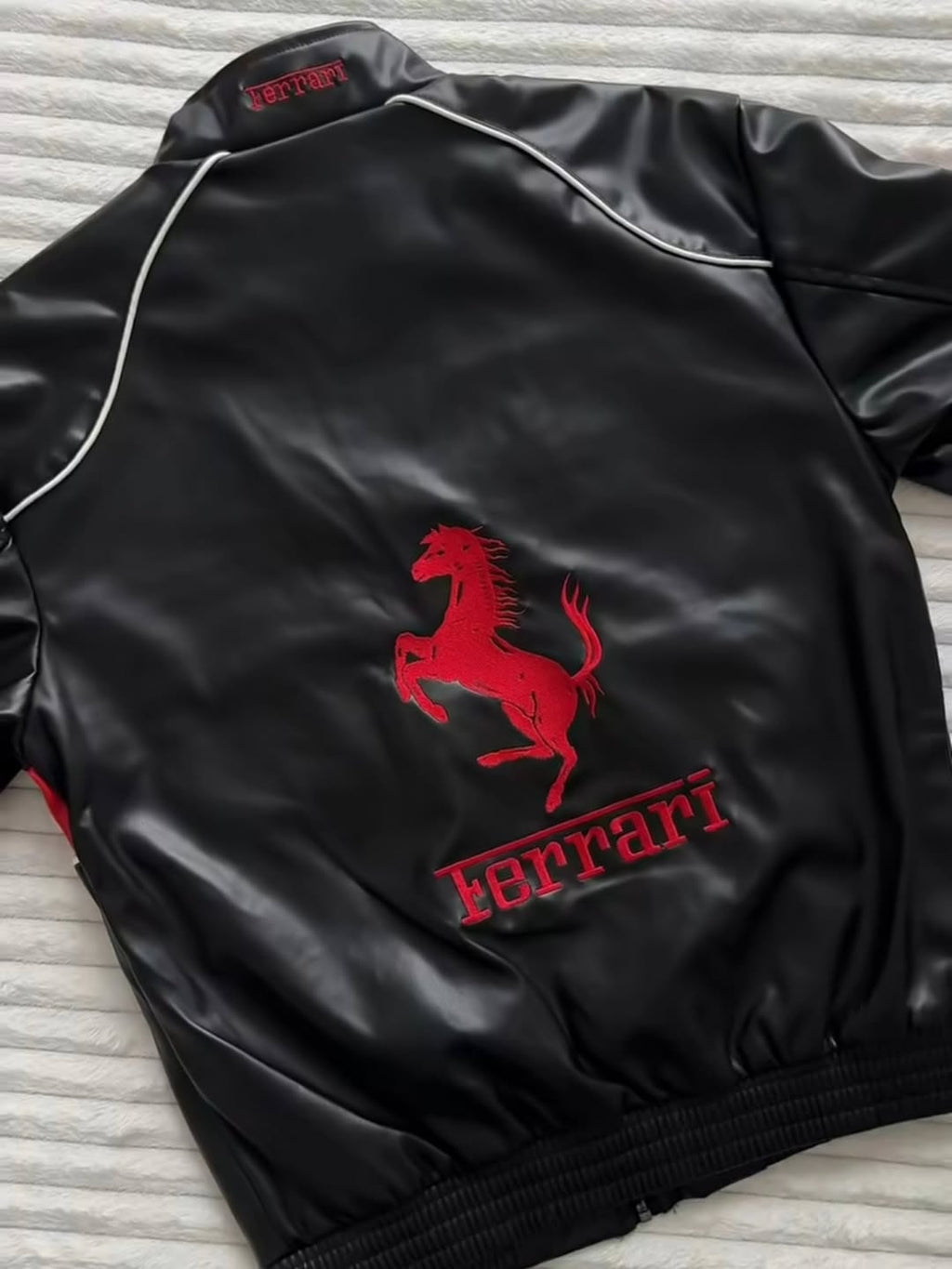 Black Leather Embroidered Bomber Jacket – Premium Streetwear Jacket, Stylish Outerwear