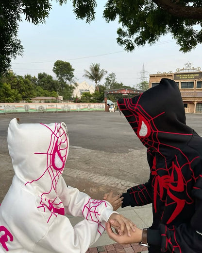 Couple Spider Hoodie – Matching Black Spider Print Hoodies for Him & Her, Stylish Streetwear