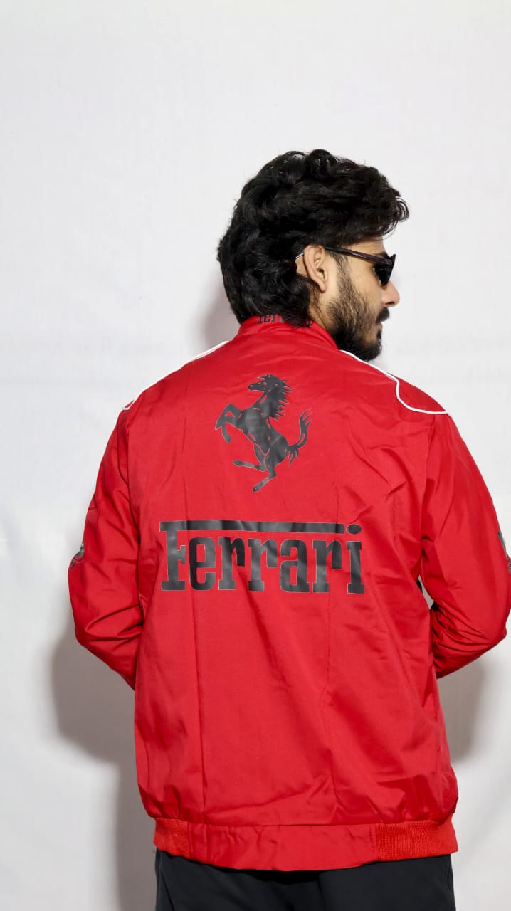 Red Ferrari F1 Vintage Racing Jacket | Classic Motorsport Style Jacket