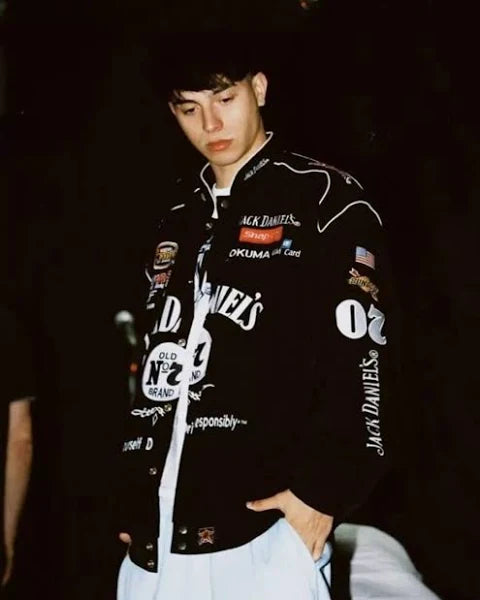 Jack Daniel’s Embroidered Racing Jacket – Men’s Vintage Motorsport Jacket, Premium Streetwear