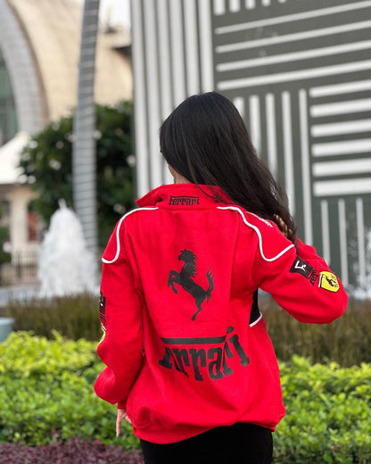 Red F1 Vintage Racing Jacket – Men’s Classic Motorsport Jacket, Retro Streetwear