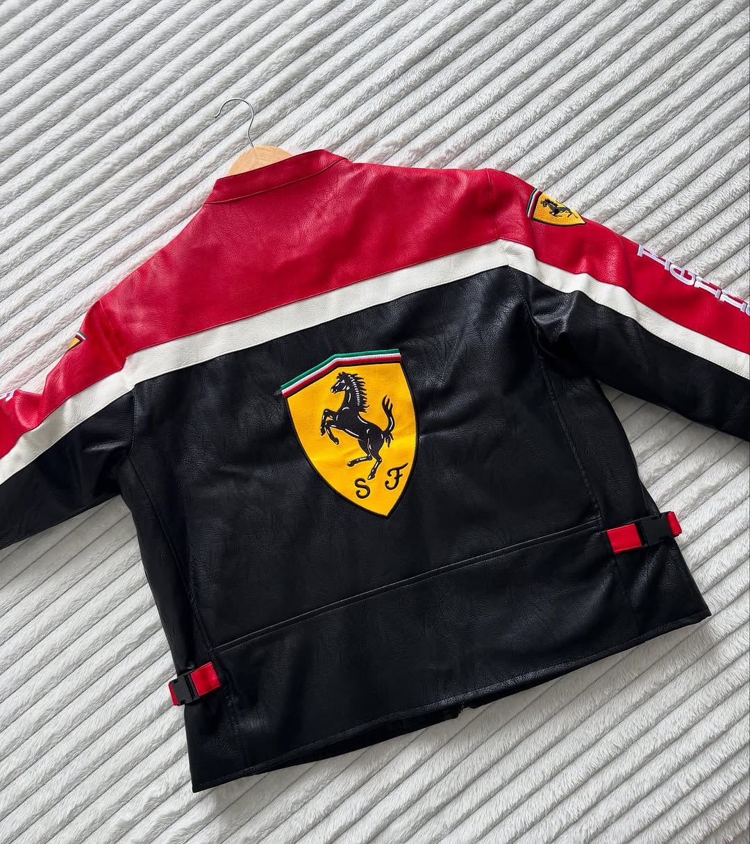 Ferrari Leather Racing Jacket – Premium Motorsport Heritage Style