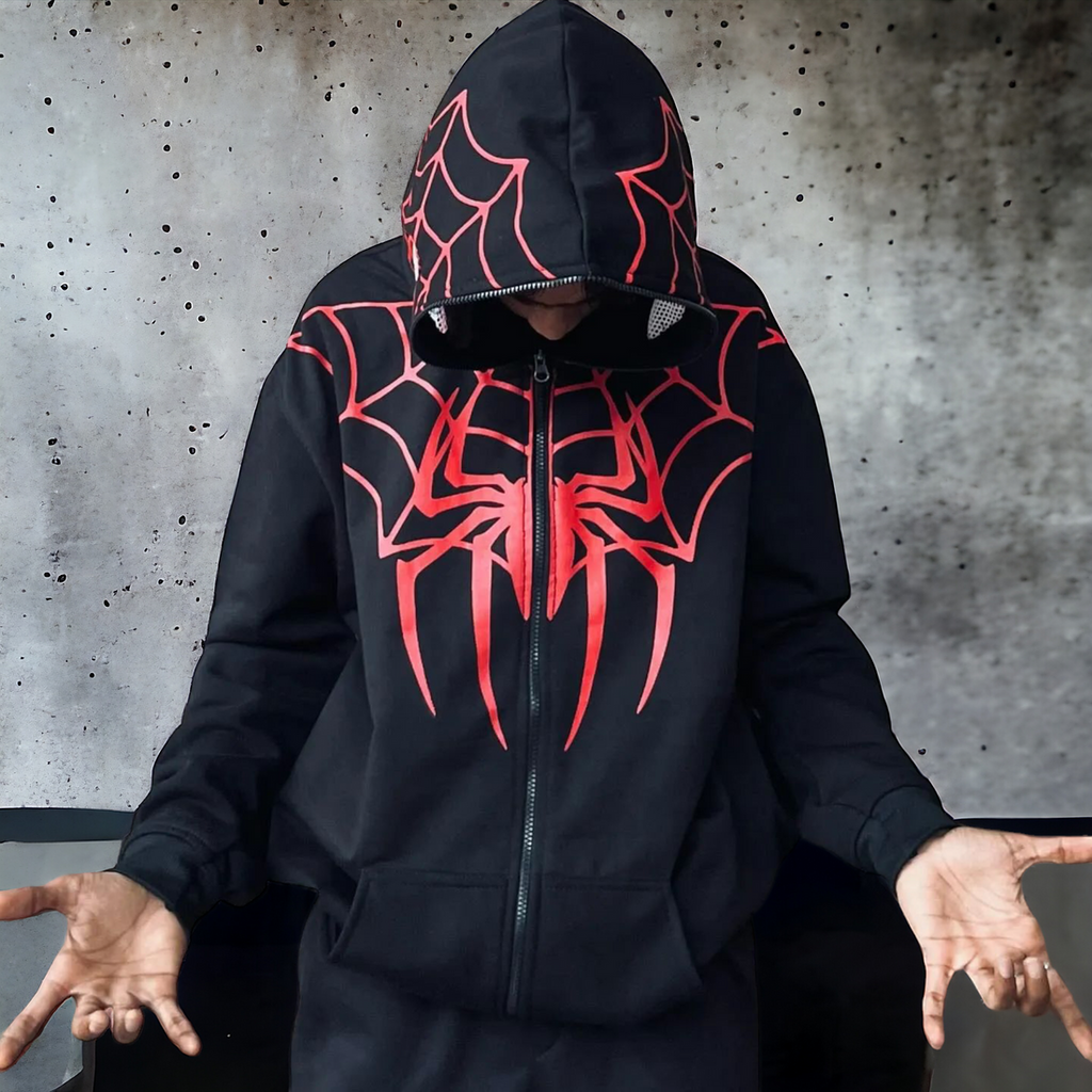 Black Spider Zipper Hoodie | Premium Streetwear Zip-Up Hoodie for Men & Women