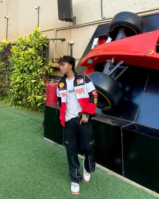 Trio Ferrari Vintage Parachute Jacket – Classic F1 Racing Jacket, Lightweight Retro Motorsport Jacket