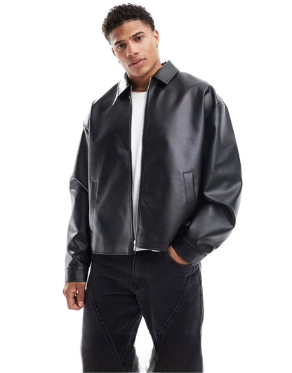 Black Faux Leather Jacket for Men & Women | Unisex Biker Jacket