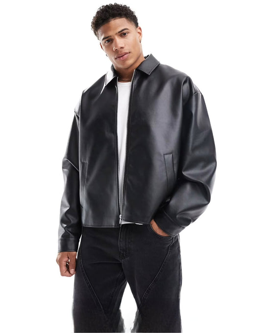 Black Faux Leather Jacket for Men & Women | Unisex Biker Jacket
