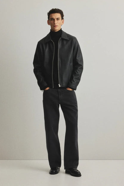 Vintage Black Faux Leather Bomber Jacket for Men & Women | Unisex Streetwear Jacket