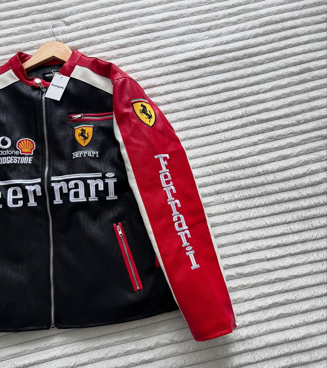 Ferrari Leather Racing Jacket – Premium Motorsport Heritage Style