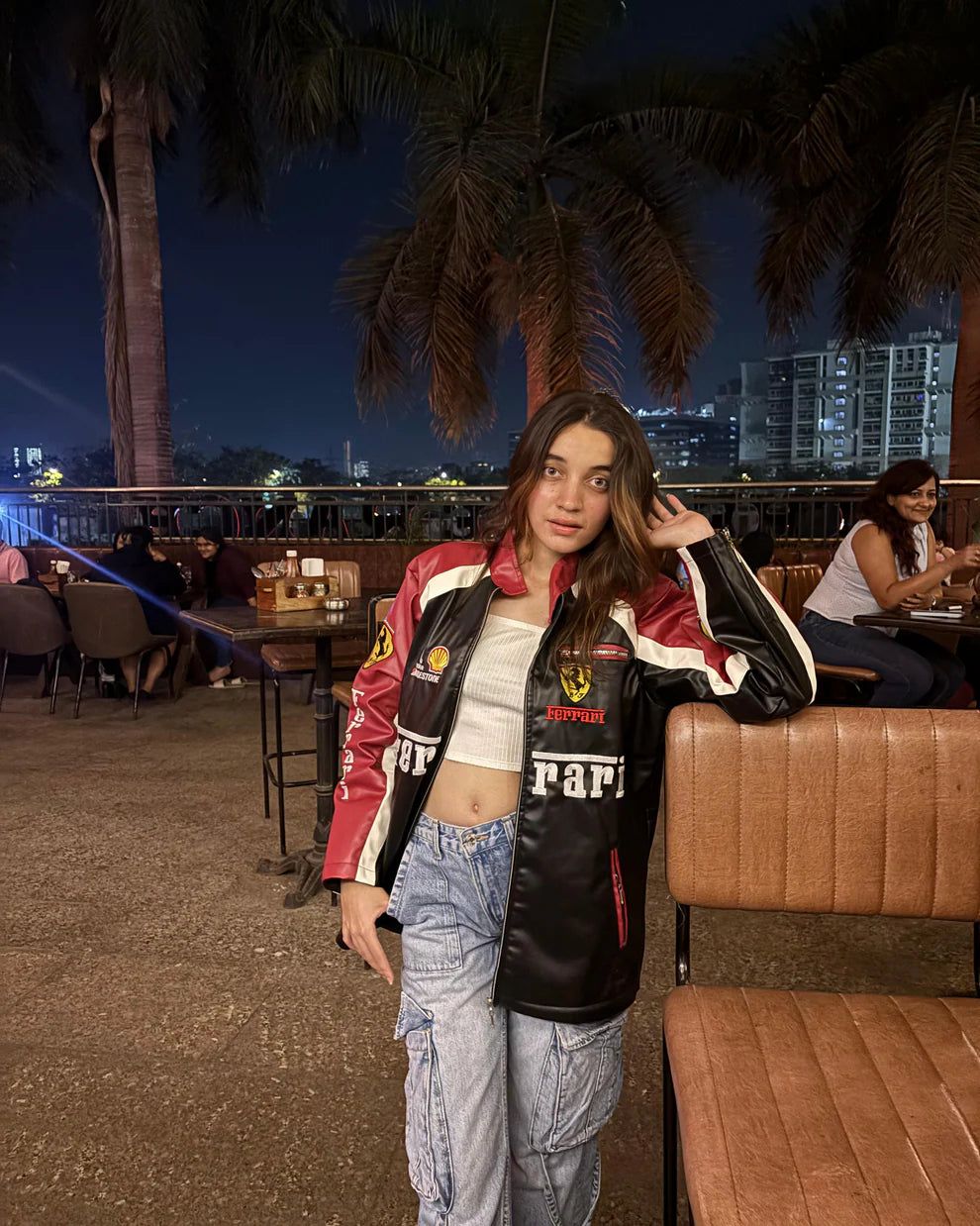 Ferrari F1 Vintage Leather Racing Jacket – Motorsport Inspired Retro Biker Jacket