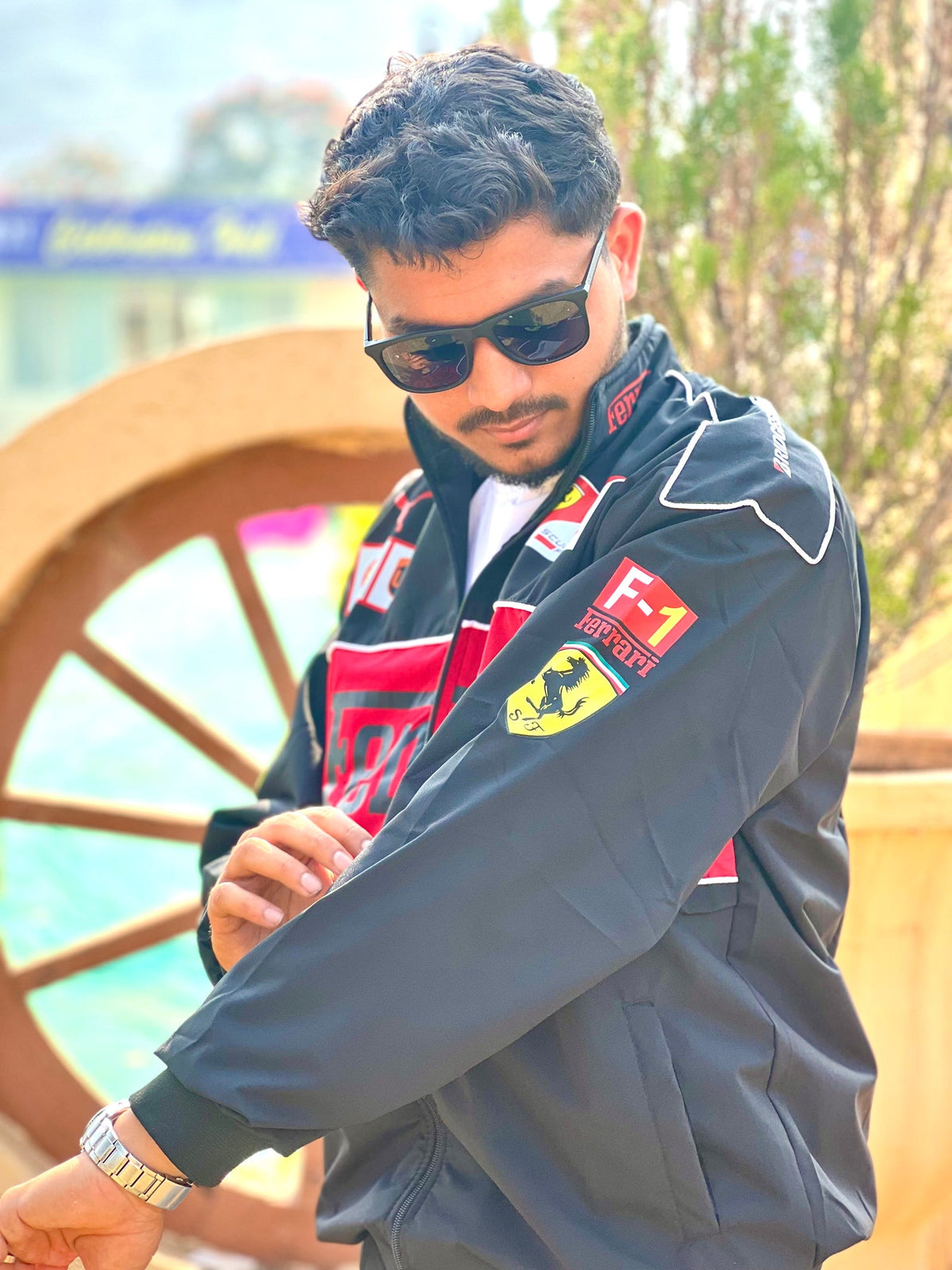 Ferrari F1 Black Vintage Racing Jacket – Men’s Classic Motorsport Jacket, Retro Streetwear