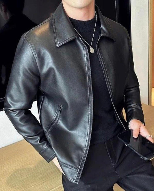 Black Faux Leather Jacket – Men’s Premium Streetwear Jacket, Classic Stylish Outerwear