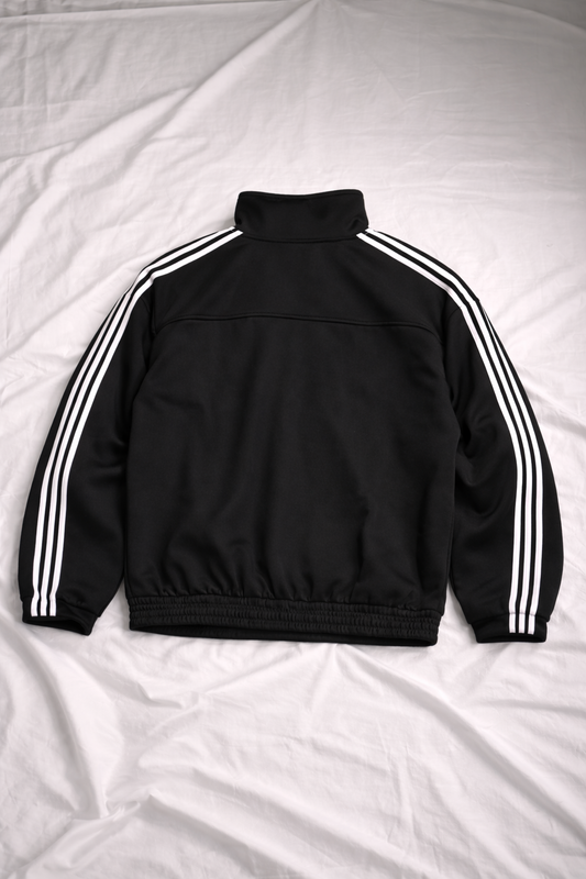 Black jacket with white stripes on a white background