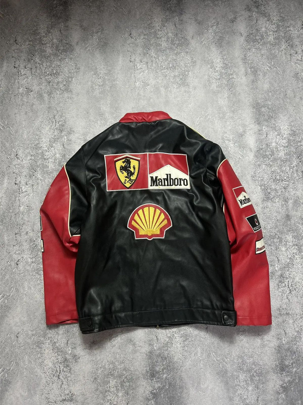 Marlboro F1 Black Leather Racing Jacket – Men’s Vintage Motorsport Jacket, Premium Leather