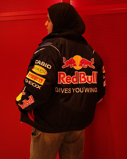 Red Bull Vintage Printed Racing Jacket – Retro Motorsport Jacket, Streetwear Outerwear