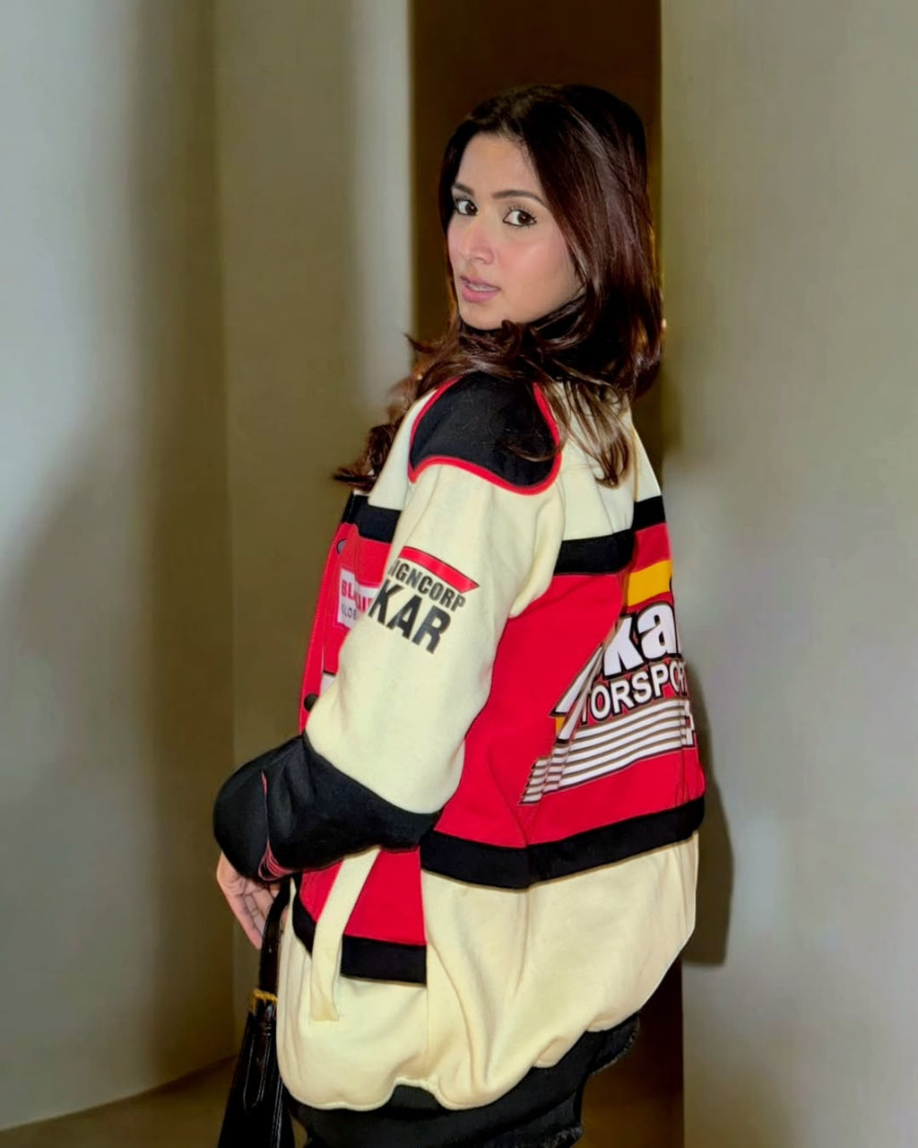 Black Air Vintage Jacket Red Edition – Retro Motorsport Jacket, Streetwear Outerwear