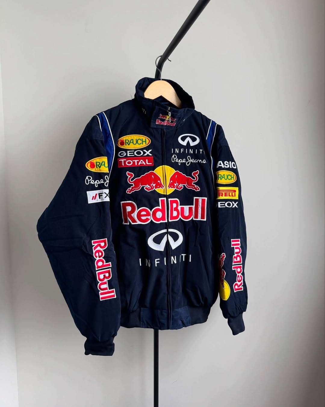 Red Bull Embroidered Vintage Jacket – Motorsport Racing Jacket, Retro Streetwear