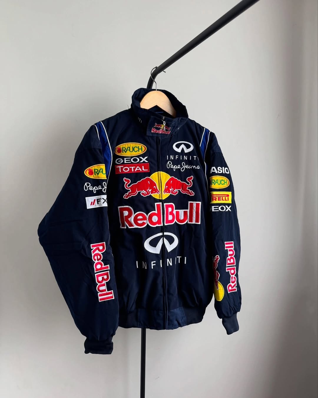 Red Bull Embroidered Vintage Jacket – Motorsport Racing Jacket, Retro Streetwear