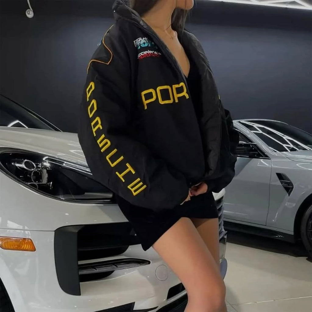 F1 Porsche Racing Embroidered Jacket – Men’s Motorsport Jacket, Premium Streetwear Jacket